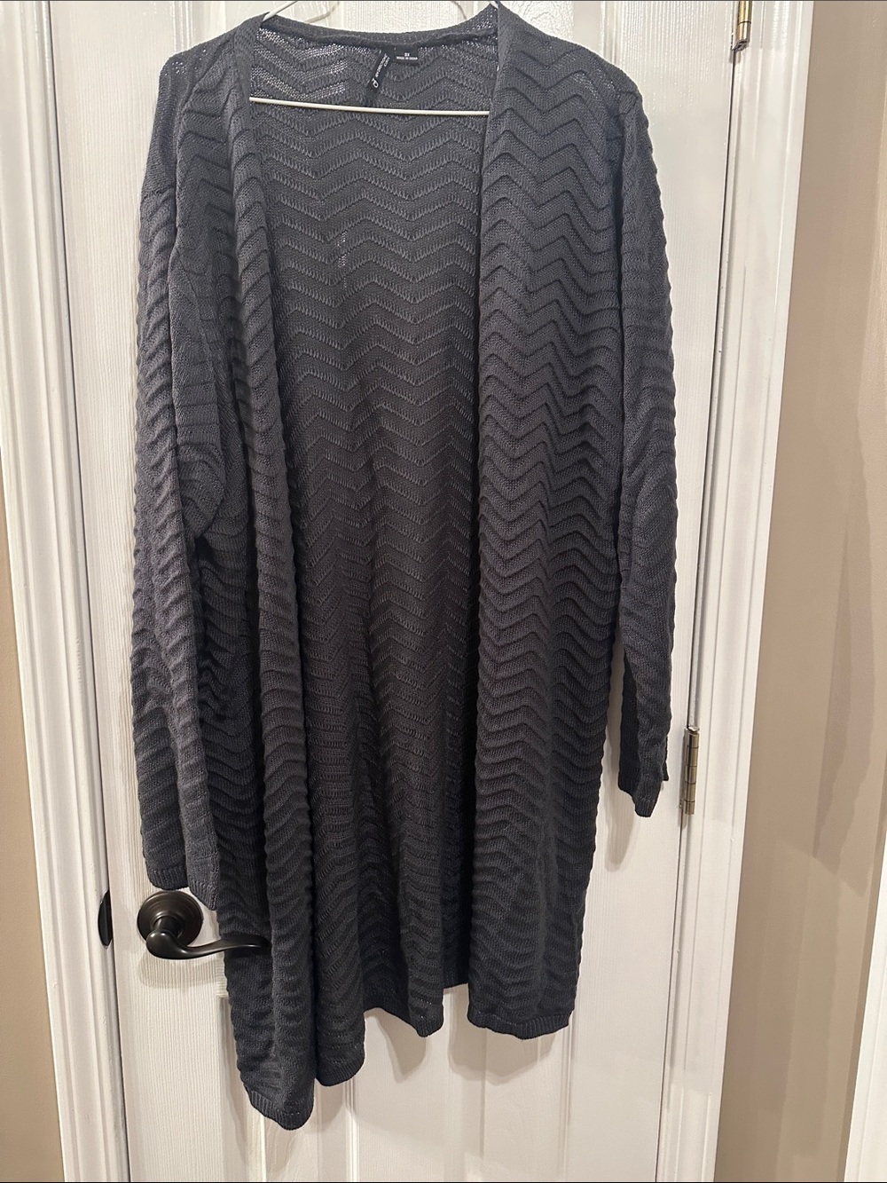 new directions charcoal gray open-front knit cardigan